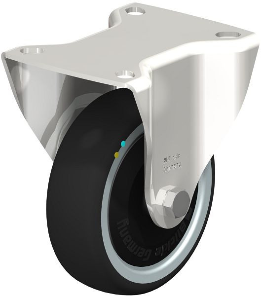 Blickle BX-PATH 100KD-ELS-FK Edelstahl-Bockrolle mit Anschraubplatte, Thermoplastisches Polyurethan, Grau, 853691