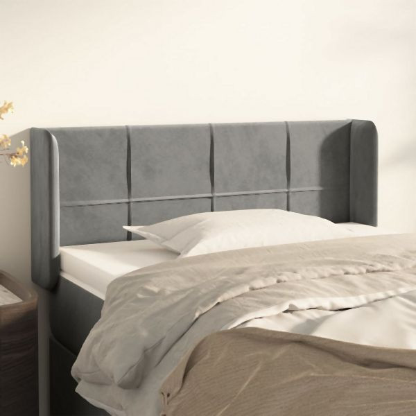 vidaXL Kopfteil mit Ohren Hellgrau 93x16x78/88 cm Samt, 3118804