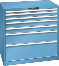 LISTA Schubladenschrank 54x36E (BxTxH) 1023x725x1000mm KEY Lock, Lichtblau, 7 Schubladen, Traglast Schubladen: 75 - 200 kg, 78.292.010