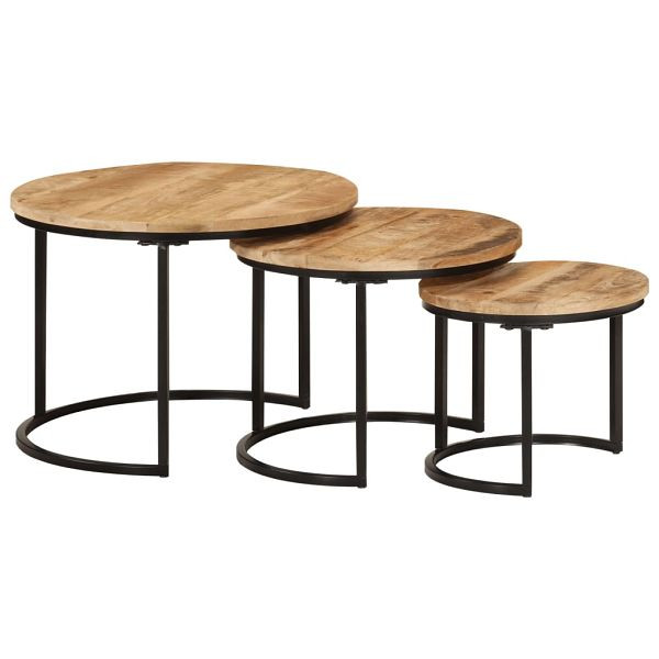 vidaXL Satztische 3 Stück Raues Massivholz Mango, 353901