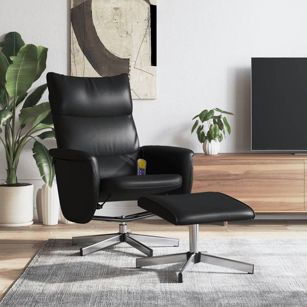 vidaXL Massagesessel mit Fußhocker Schwarz Kunstleder, 356600