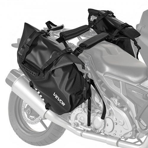 VEVOR Motorrad-Satteltasche 14 L x 2, wasserfest, mit Gurt, Schwarz, für Gepäck, Outdoor Sport, MABSCBL28L00GQXLT002V0