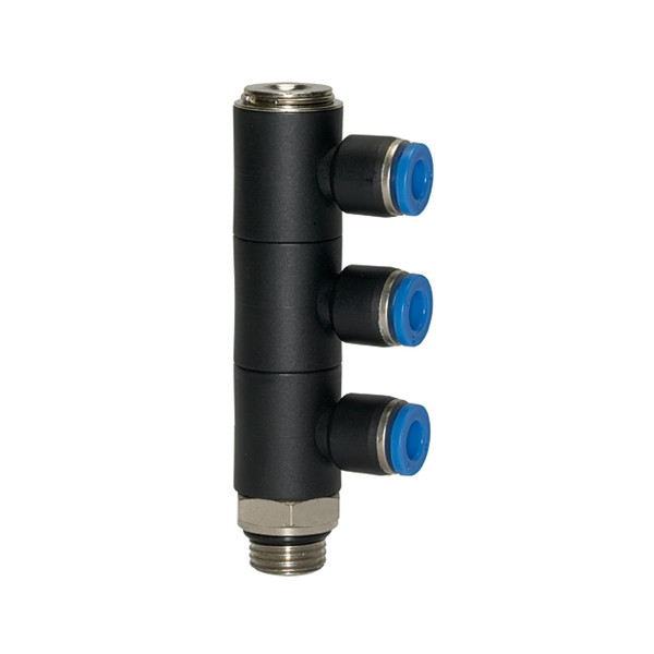 Riegler L-Mehrfachverteiler »Blaue Serie«, 3-fach drehbar, G 1/2 außen Ø12mm, 135695