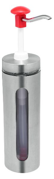Gastro-Inox Dosierspender mit Sichtfenster und rotem Druckknopf, 503.117