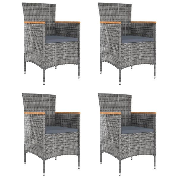 vidaXL Garten-Essstühle 4 Stück Poly Rattan Grau, 316696