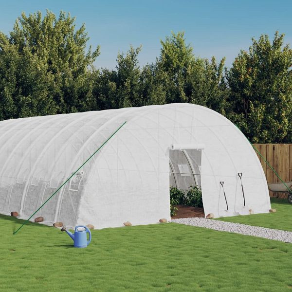 vidaXL Gewächshaus mit Stahlrahmen Weiß 120 m² 20x6x2,85 m, 3188124