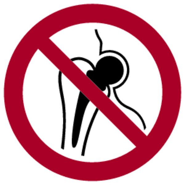 Schilder Klar Verbotszeichen Kein Zutritt für Personen mit Implantaten aus Metall DIN EN ISO 7010-P014, 100 mm Folie selbstklebend, 3024/61