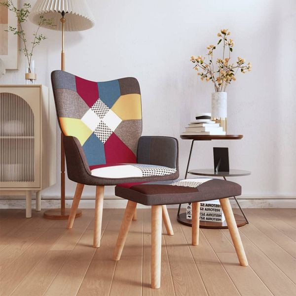 vidaXL Relaxsessel mit Hocker Patchwork Stoff, Top-Qualität, 328184