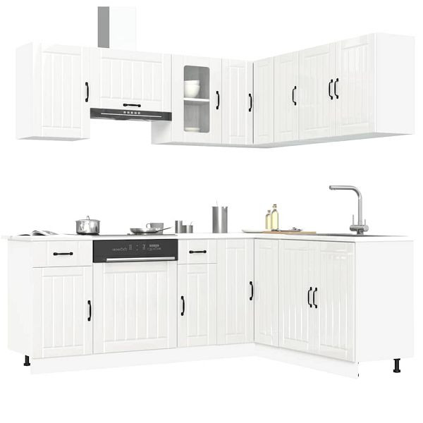 vidaXL 11-tlg. Küchenschrank-Set Lucca Hochglanz-Weiß Holzwerkstoff, 3314953