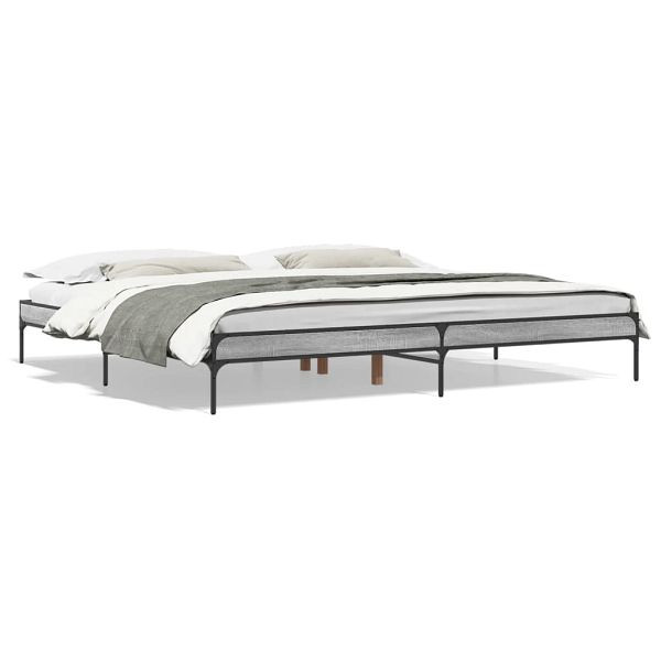 vidaXL Bettgestell Grau Sonoma 200x200 cm Holzwerkstoff und Metall, 844999