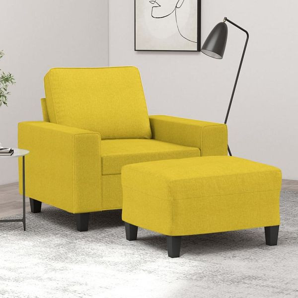 vidaXL Sessel mit Hocker Hellgelb 60 cm Stoff, Füllung: Schaumstoff, 3201148