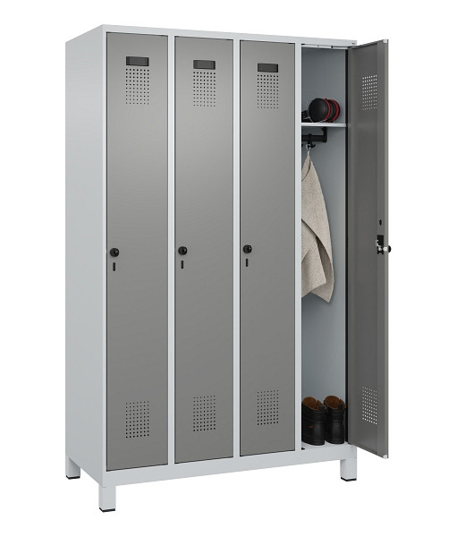 C+P Spind Evolo PLUS, mit Füßen, 4 Abteile, 1950x1200x500mm, 7035/0004, Verschluss Drehriegel, Ablageböden 4, 049010-40 S10014