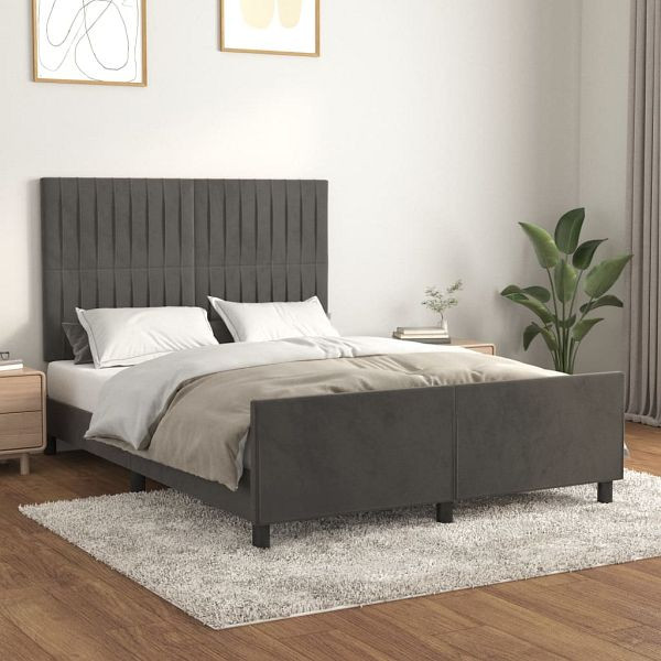 vidaXL Bettgestell mit Kopfteil Dunkelgrau 140x190 cm Samt, 3125874