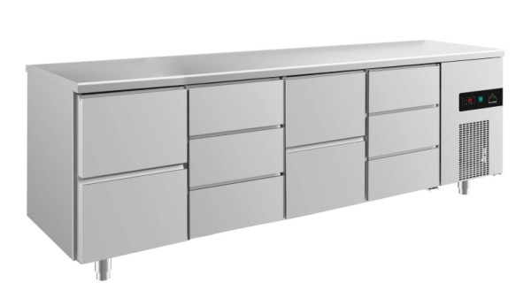 A&S Polarny Kühltisch -2 bis +8°C mit 2x zwei Schubladen und 2x drei Schubladen mittig-links+rechts, 2330 x 700 x 850 mm, KT4ZDZD