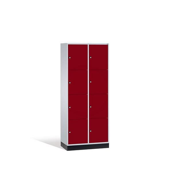 C+P Schließfachschrank Intro, 8 Fächer, H1950xB820xT500mm, Korpus Lichtgrau, Front Rubinrot, 8470-202 S10142