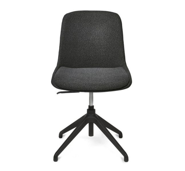 Deskin Konferenz-/Bürostuhl TERNI DV, Fußkreuz schwarz mit Gleiter, Sitzschale Stoff, grau-meliert, 352452