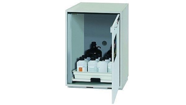 asecos Säuren- und Laugenunterbauschrank SL-CLASSIC-UB Modell SL.080.059.UB.TR in lichtgrau mit 1x Tablarauszug (FP-Platte/Polypropylen), 33202-892-30624