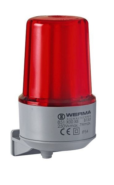 WERMA Dauerleuchte Wandmontage 12-230VAC/DC RD Gehäusefarbe grau- rot, 851.100.38