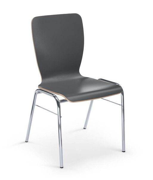 Deskin Stapel-/Schalenstuhl JARA, 4-Fuß Gestell verchromt, Formschale, anthrazit, 352436