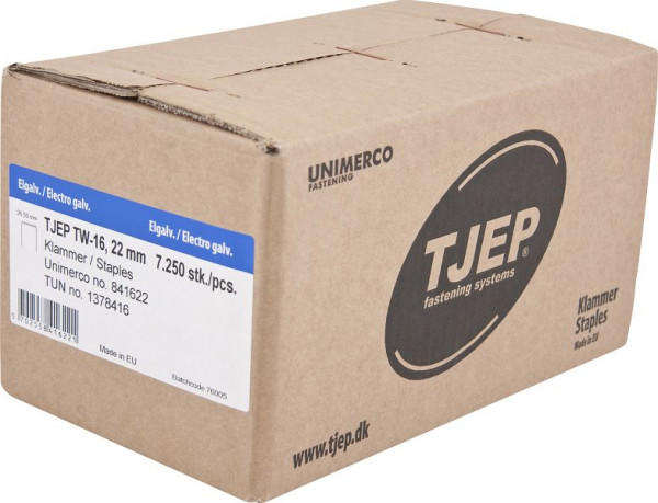 TJEP TW-16 22mm Klammer, geharzt verzinkt Box 7.250 Stück, Klammern, 841622