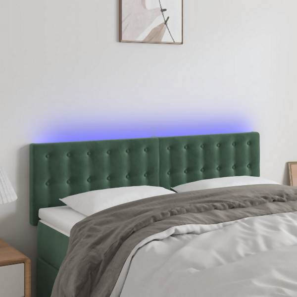 vidaXL LED Kopfteil Dunkelgrün 144x5x78/88 cm Samt, 3122097