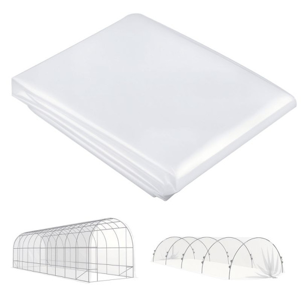 Outsunny Gewächshausabdeckung aus Kunststoff, Plane zum Abdecken von Pflanzen, UV-beständig, Wasserfest, 8 x 10 m, 84H-313V02CR