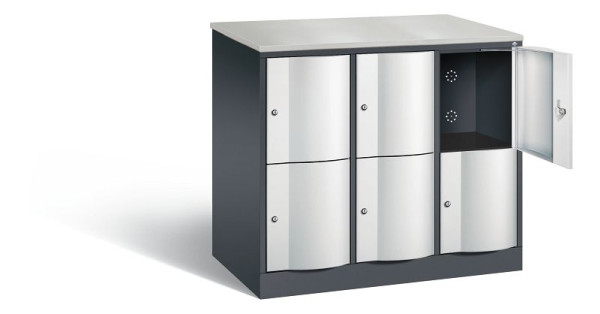 C+P XL-Schließfachschrank Resisto, H1077xB1148xT640mm, Farbe: Schwarzgrau / Lichtgrau, 8472-373 S10059