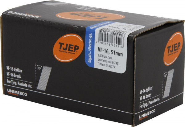 TJEP VF16 51mm Brads, verzinkt Box 2.000 Stück, Brads und Stifte, 842451