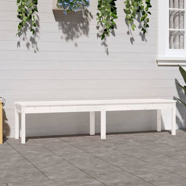 vidaXL Gartenbank 2-Sitzer Weiß 203,5x44x45 cm Massivholz Kiefer, 824019
