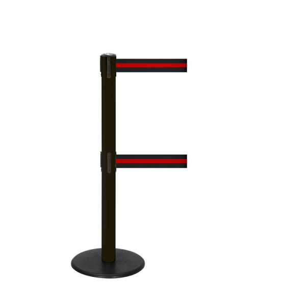 Stein HGS Personenleitsystem -P-Line Duo-, schwarz, schwarz/rot/schwarz waagerecht (gestreift), mit magnetischem Gurtendstück, Gurtlänge: 2 x 4 m, 36405-0904