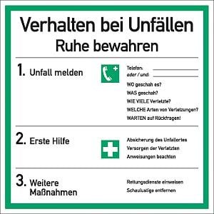 Moedel Verhalten bei Unfällen ISO 7010, Folie, 180x180 mm, 57281