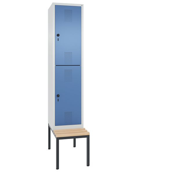 C+P Spind doppelstöckig Evolo, 1 Abteil, H2090xB420xT815 mm, Grau/Fernblau, 48350-12 S10349