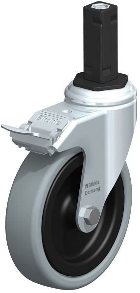 Blickle LKRA-VPA 126G-11-FI-EV13 Apparate-Lenkrolle mit Expander & Feststeller, Vollgummi, Grau, 848361