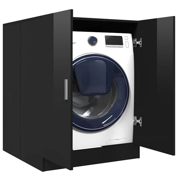 vidaXL Waschmaschinenschrank Hochglanz-Schwarz 71x71,5x91,5 cm, 808402