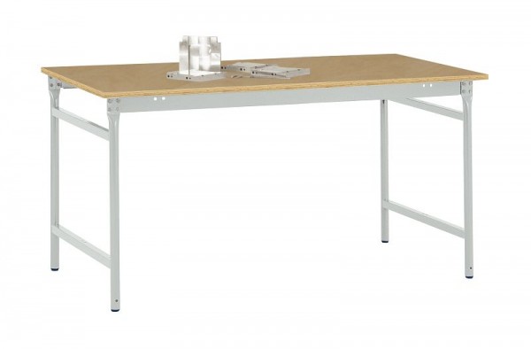 Manuflex Beistelltisch BASIS stationär mit Multiplex-Tischplatte in Lichtgrau RAL 7035, BxTxH: 1500 x 800 x 780 mm, Lichtgrau, BB3065.7035