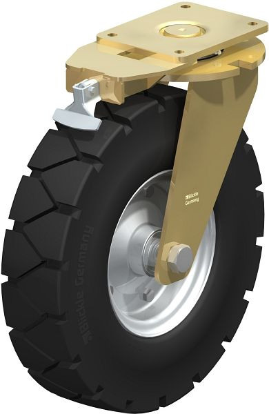 Blickle LS-VLE 460K-RI4 Stahlgeschweißte Schwerlast-Lenkrolle, schwere Drehkranz-Ausführung, Super-Elastik-Vollgummi, Schwarz, 678771