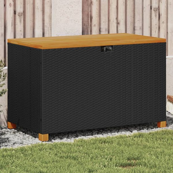 vidaXL Gartentruhe Schwarz 110x55x63 cm Poly Rattan Akazienholz, 366285