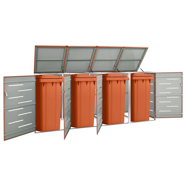 vidaXL Mülltonnenbox für 4 Tonnen 276,5x77,5x112,5 cm Edelstahl, 149565