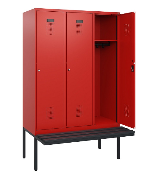 C+P Spind Evolo PLUS, 3 Abteile, 1950x1200x815mm, 3020/3020, Zylinderschloss, Material Sitzfläche Kunststoff, 0490405-32 S10106