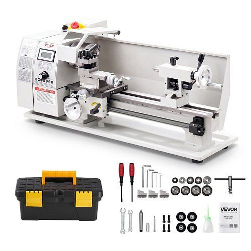 VEVOR Metalldrehmaschine 220 x 402 mm 650 W, Werkstätten, Not-Aus, 14 Metrischen 0,3-3 mm und 10 Zölligen Gewinden 10-44 TPI, TMSJSCC816IN45PDK001V2