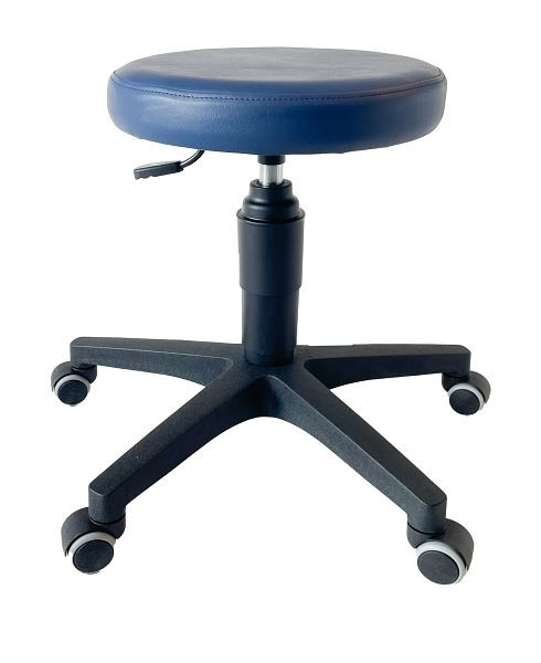 ultraMEDIC Rollhocker ultraSWIVEL6 Sitzhöhe 39 - 52 cm, Sitzdurchmesser 35 cm, Kunstlederbezug Dunkelblau, SAN-1500-DBL