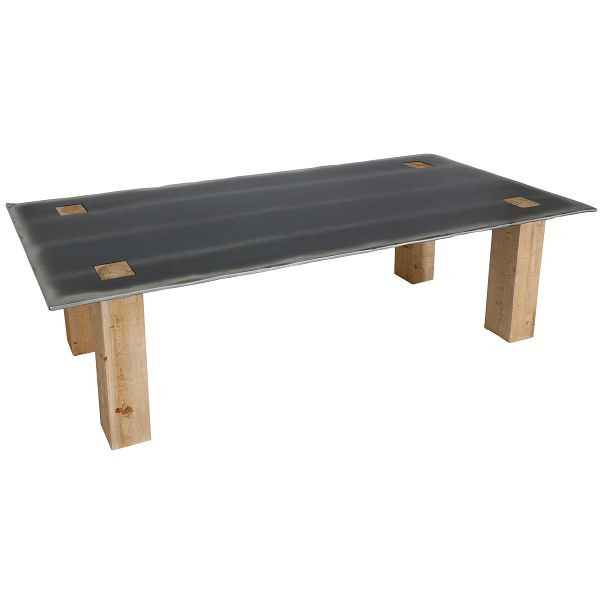 Mendler Esstisch HWC-L76, Tisch Esszimmertisch, Industrial Massiv-Holz MVG 240x100cm, natur mit Metall-Optik, 117593+117594