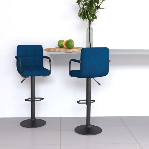 vidaXL Barhocker 2 Stk. Blau Samt, für ein Glas Wein, 334663