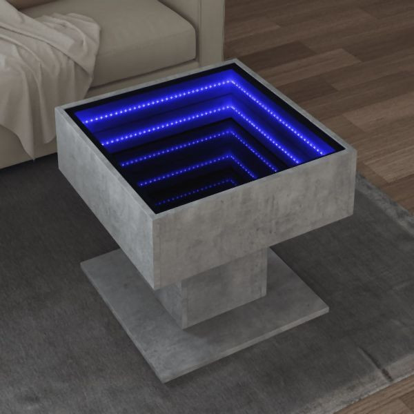 vidaXL LED-Couchtisch Betongrau 50x50x45 cm Holzwerkstoff, 847528