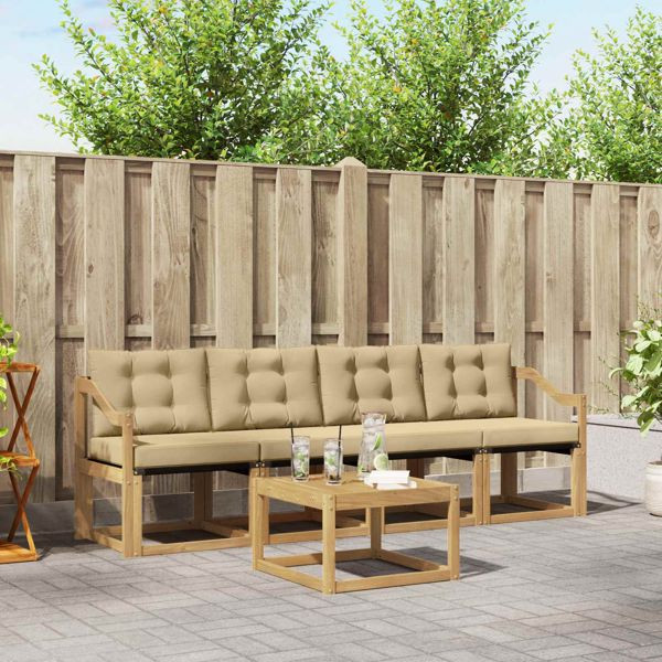 vidaXL Outdoor-Sofagarnitur mit Kissen 5-teilig Weiß und Beige, 3389199