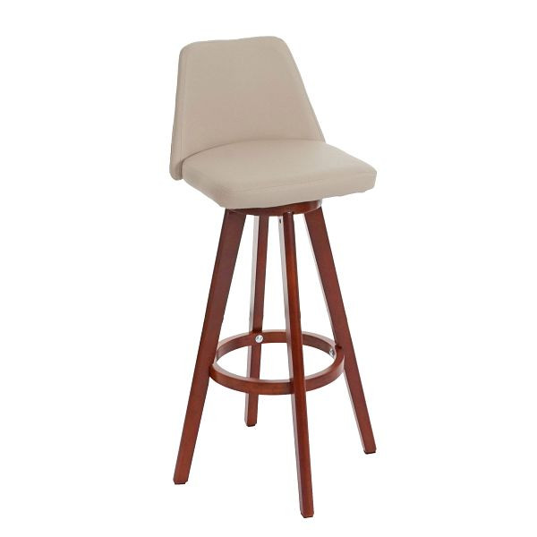 Mendler Barhocker HWC-C43, Barstuhl Tresenhocker, Holz Kunstleder drehbar, creme, 40569