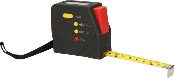 KS Tools Elektrisches Bandmaß mit Feststeller und Gürtelclip, digital, 5 m, 19 mm, 300.1111