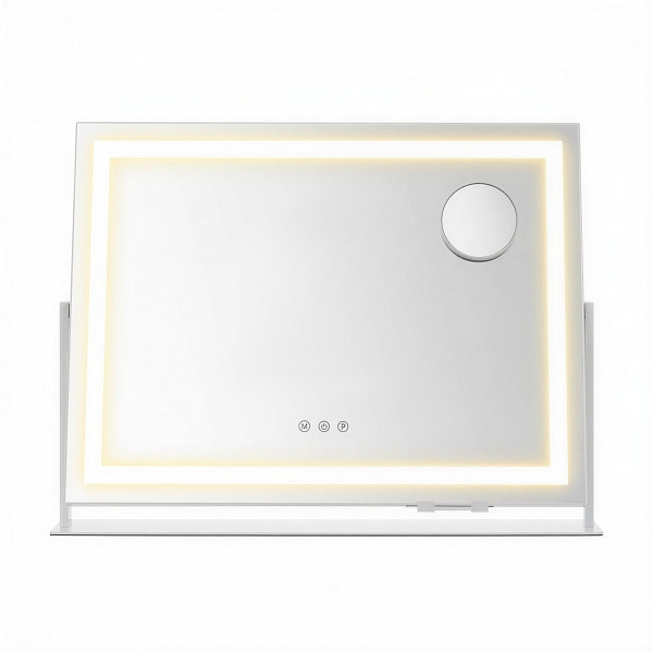 SONGMICS Schminkspiegel, Weiß, 62,5x10x45,8 cm, Design 2, LWM002W02
