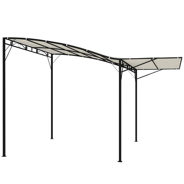 Outsunny Pavillon mit klappbarer Dacherweiterung wetterfest 3 x 2,5 m Cremeweiß, 84C-135V02CW