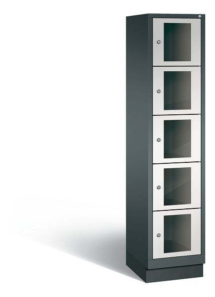 C+P Schließfachschrank Classic, 5 Fächer, H1800xB420xT500 mm, Anthrazit/Grau, 8020A125 S10024